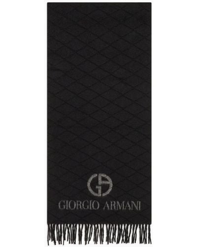 Giorgio Armani Bufanda De Tejido Jacquard De Cachemira - Negro