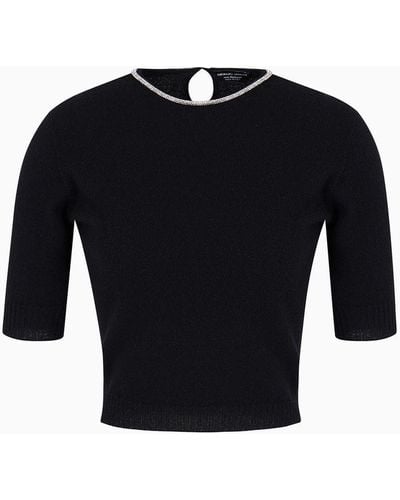 Giorgio Armani Cashmere Cropped Crew-neck Sweater - Black