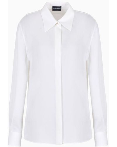 Giorgio Armani Asv Classic Shirt In Organic Silk - White