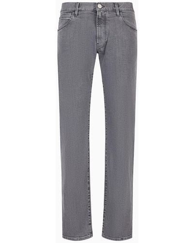 Giorgio Armani Five-pocket, Regular-fit, Stretch-cotton Denim Trousers - Grey