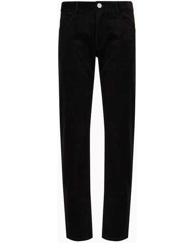 Giorgio Armani Regular-fit Five-pocket Trousers In Cashmere-and-cotton Velvet - Black
