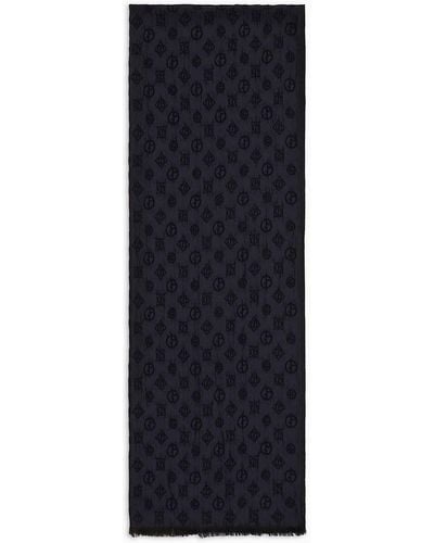 Giorgio Armani Reversible Jacquard Scarf In A Silk And Wool Blend - Blue