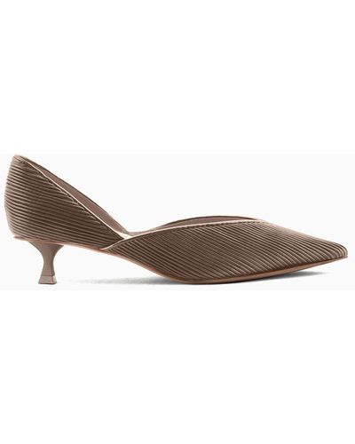 Giorgio Armani Pleated Nappa-leather Court Shoes - White