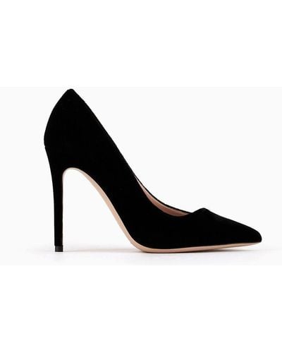 Giorgio Armani Velvet Court Shoes With An Asymmetric Top Line - Black