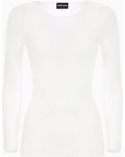 Giorgio Armani Links-stitch Viscose Long-sleeved Jumper - White