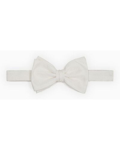 Giorgio Armani Pure Silk Knotted Bow Tie - White