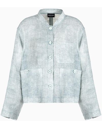 Giorgio Armani Denim Collection Denim-effect Linen Cosy Shirt - Blue