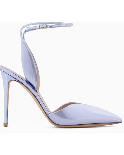 Giorgio Armani Lamé Leather Court Shoes - White