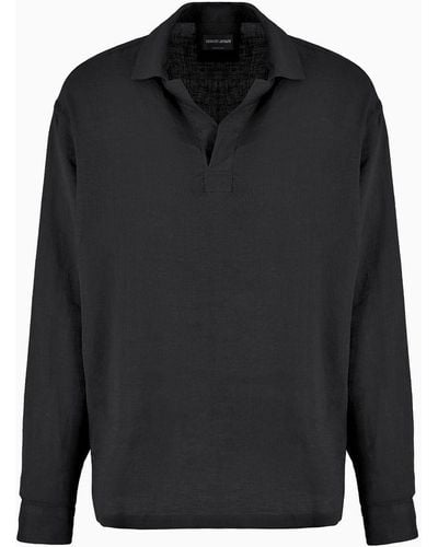 Giorgio Armani Shirt In Linen Canvas - Black