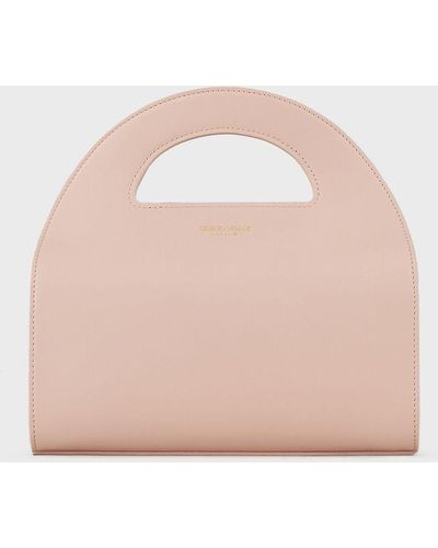 Giorgio Armani Small Geometric Boston Handbag In Nappa Leather - Pink