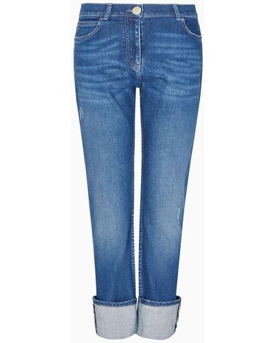 Giorgio Armani Pantalones De Cinco Bolsillos En Denim De Algodón Elástico De La Colección Denim - Azul