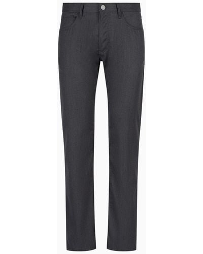 Giorgio Armani Five-pocket-hose In Regular Fit Aus Schurwolle - Schwarz