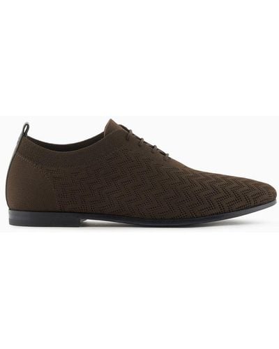Giorgio Armani Asv Chevron Jacquard Oxford Shoes - Brown