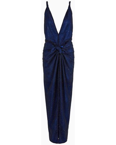 Giorgio Armani Embroidered Long Dress - Blue
