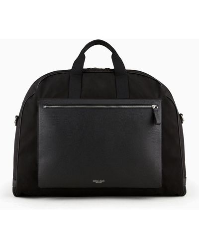 Giorgio Armani Nylon And Pebbled Leather Suit Carrier Armani Sustainability Values - Black