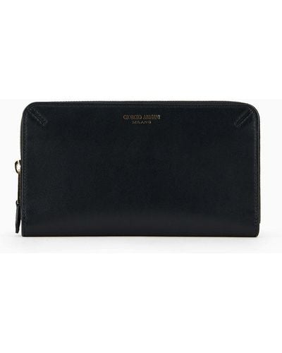 Giorgio Armani La Prima Leather Wallet With Wraparound Zip - Black