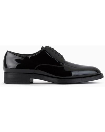 Giorgio Armani Patent-leather Derby Shoes - Black