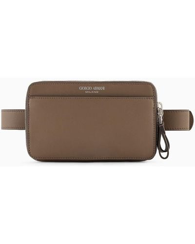 Giorgio Armani Leather Belt Bag - Brown