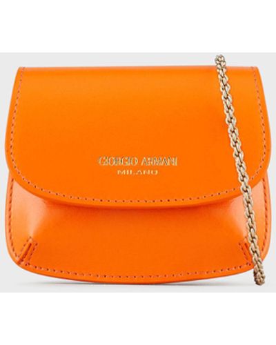 Giorgio Armani Mini La Prima Charm Handbag In Palmellato Leather - Orange
