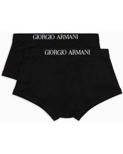 Giorgio Armani Pack Due Boxer In Cotone Elasticizzato - Nero