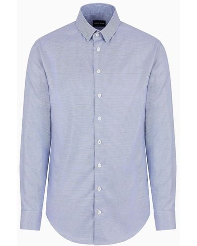 Giorgio Armani Regular-fit Printed Silk Shirt - Blue