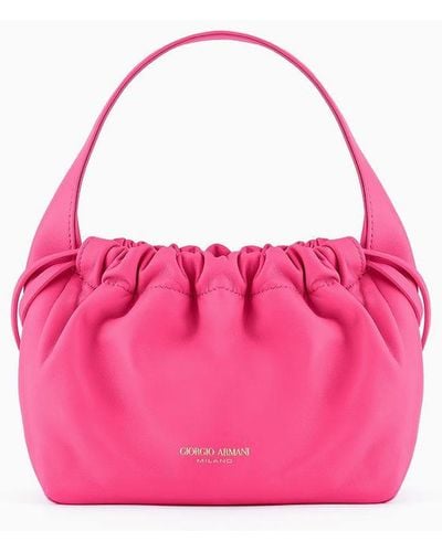 Giorgio Armani Official Store Asv Small Nappa Leather Bucket Bag - Pink