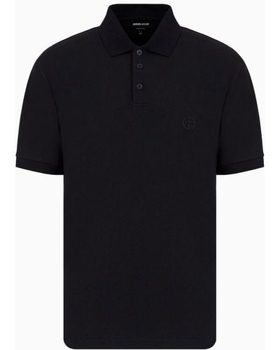 Giorgio Armani Stretch Cotton Piqué Polo Shirt - Black