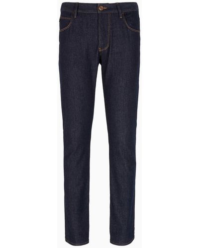 Giorgio Armani Five-pocket Slim-fit Stretch Cotton-denim Pants - Blue