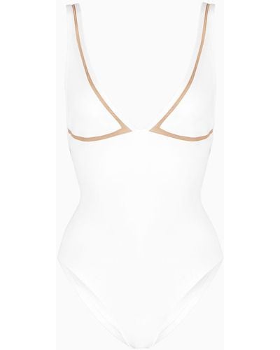 Giorgio Armani One-piece Swimsuit With Tulle Details - White
