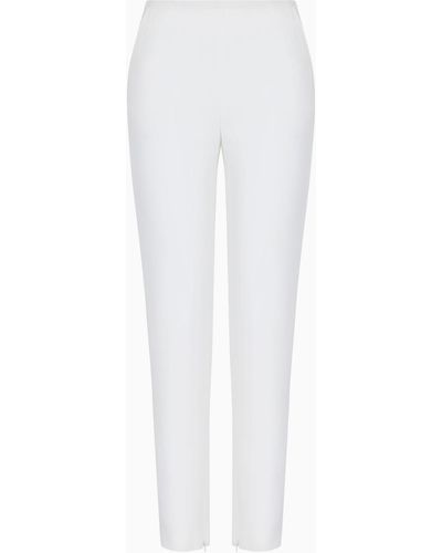 Giorgio Armani Straight-leg Trousers In Stretch Viscose Cady - White