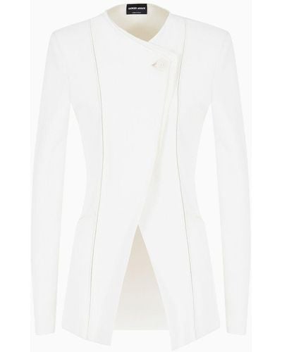 Giorgio Armani Single-breasted, Viscose-blend Jacket - White