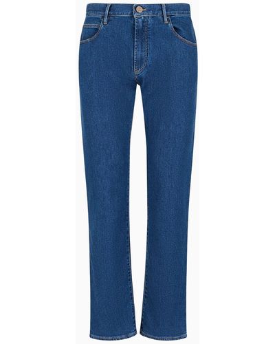 Giorgio Armani Pantalones Cinco Bolsillos Regular Fit De Denim De Algodón Elástico - Azul