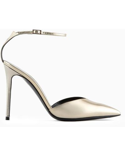 Giorgio Armani Metallic Patent Leather Court Shoes - White