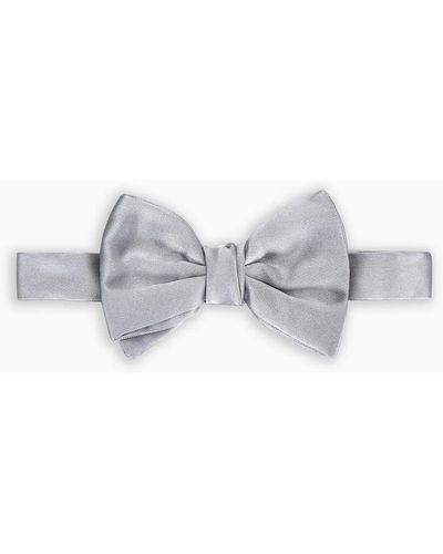Giorgio Armani Pure Silk Knotted Bow Tie - Grey
