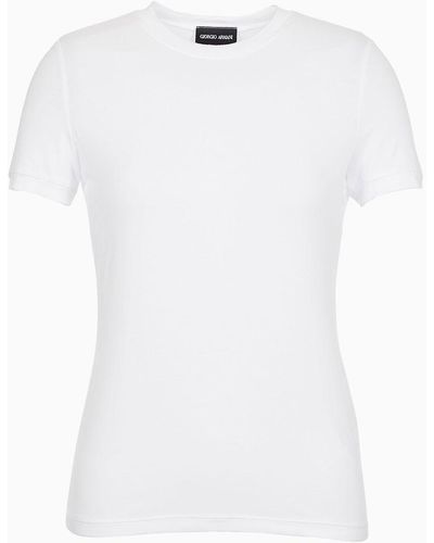 Giorgio Armani Camiseta De Punto De Viscosa Elástica - Blanco