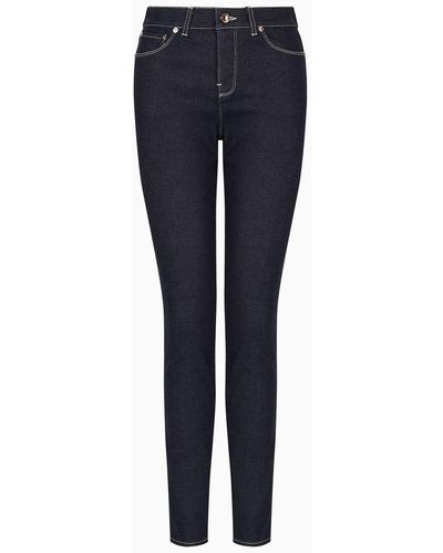 Giorgio Armani Pantalon 5 poches Coupe Slim En Denim De Coton Stretch - Bleu