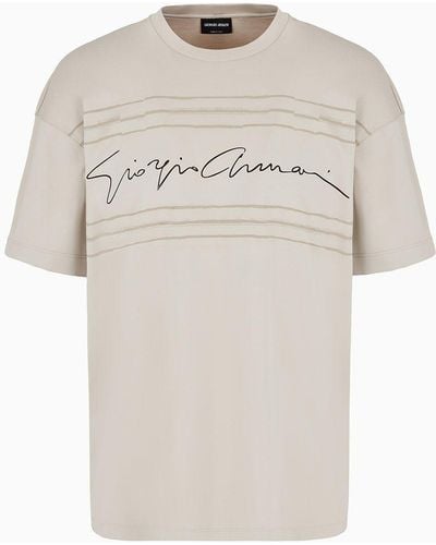 Giorgio Armani T-shirt Girocollo In Jersey Di Cotone Biologico Asv - Bianco