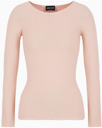 Giorgio Armani Links-stitch Viscose Long-sleeved Sweater - Pink
