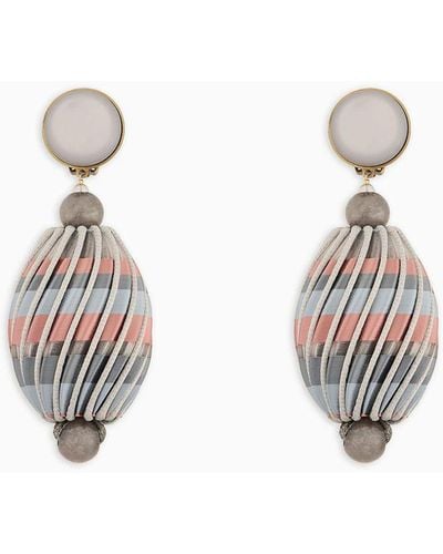 Giorgio Armani Clip-on Earrings With Pendant Spheres - White