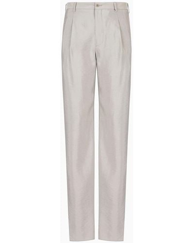 Giorgio Armani Two-dart Trousers In Silk-blend Twill - Grey