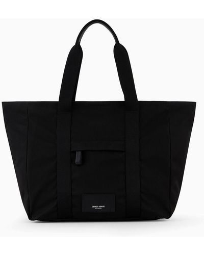 Giorgio Armani Armani Sustainability Values Small Nylon Shopper Bag - Black