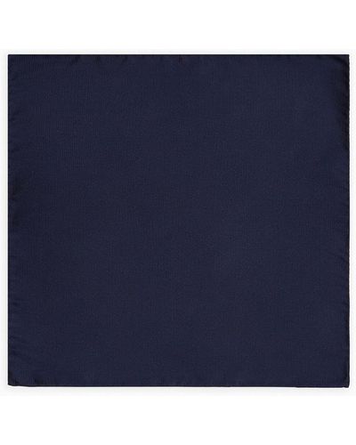 Giorgio Armani Silk Pocket Square With Logo - Blue