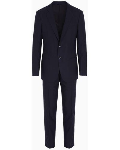 Giorgio Armani Manhattan Line Single-breasted Suit In Pinstripe Virgin Wool - Blue