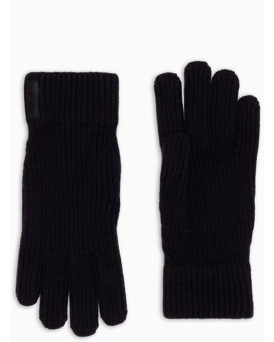 Giorgio Armani Gloves In Pure Cashmere Knit - Black