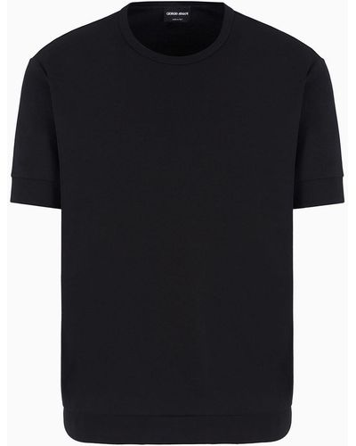 Giorgio Armani Camiseta De Cuello Redondo De Punto De Algodón Biológico Asv - Negro