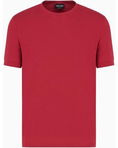 Giorgio Armani T-shirt Ras-du-cou À Manches Courtes En Jersey De Viscose Stretch - Rouge