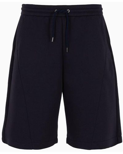 Giorgio Armani Board Shorts In Double Cotton Jersey - Blue