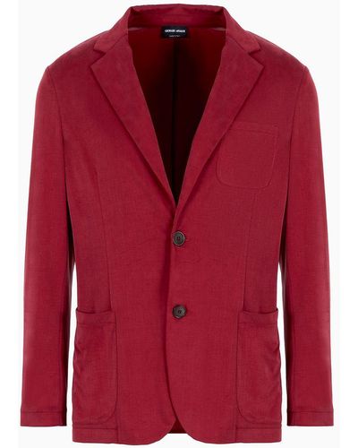 Giorgio Armani Single-breasted Jacket In Stretch Cupro Jersey - Red