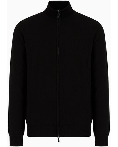 Giorgio Armani Cardigan Zippé En Pur Cachemire - Noir