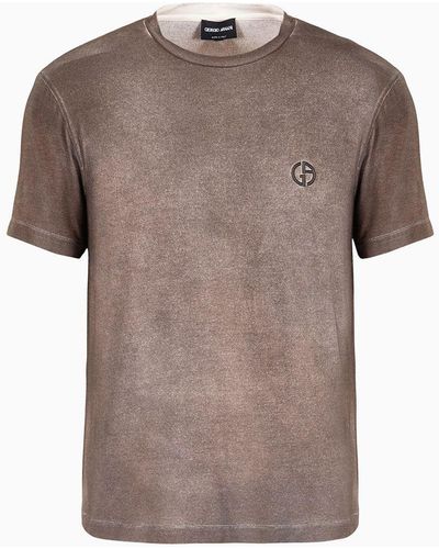 Giorgio Armani T-shirt Mit Rundhalsausschnitt Aus Modal-mischjersey - Braun